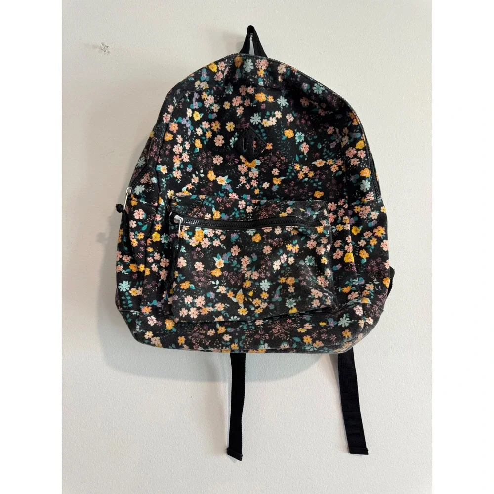Art Class Floral Print Canvas Backpack girls Black Multi Floral Pattern